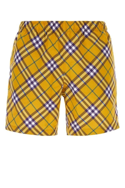 Shop Burberry Man Printed Polyester Swimming Shorts In Multicolor