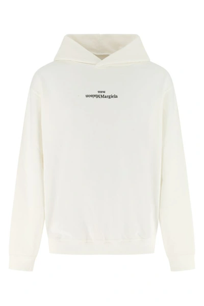 Shop Maison Margiela Man Ivory Cotton Oversize Sweater In White