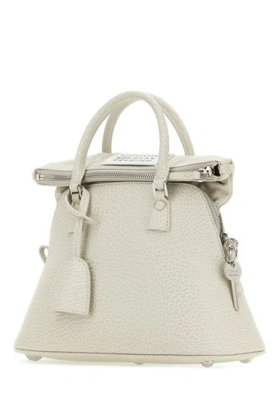 Shop Maison Margiela Woman Chalk Leather Mini 5ac Handbag In White