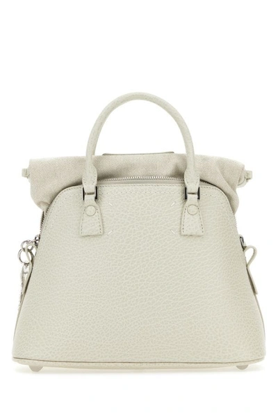 Shop Maison Margiela Woman Chalk Leather Mini 5ac Handbag In White