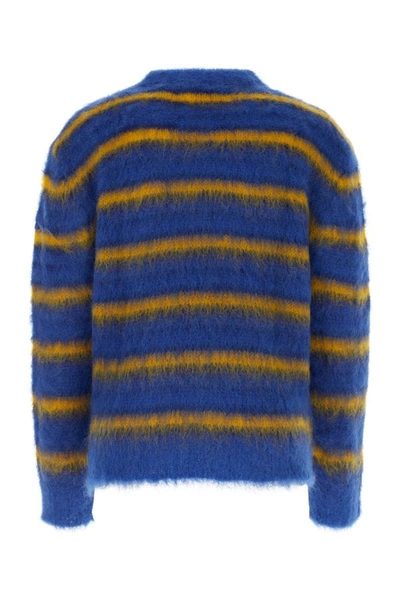 Shop Marni Man Embroidered Mohair Blend Sweater In Multicolor