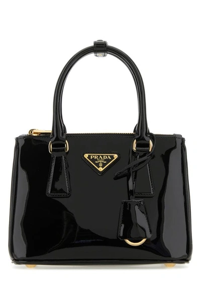 Shop Prada Woman Black Mini Galleria Leather Handbag