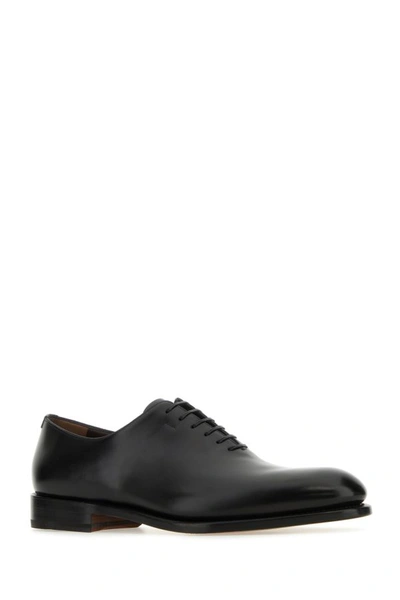 Shop Ferragamo Salvatore  Man Black Leather Angiolo Lace-up Shoes