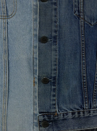 Shop Needles Blue Patchwork Asymmetric Jacket In Cotton Denim Man