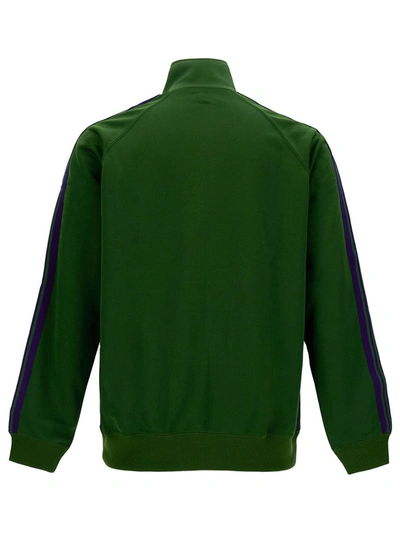 Shop Needles Green High-neck Sweatshirt With Logo Embroidery In Tech Fabric Man