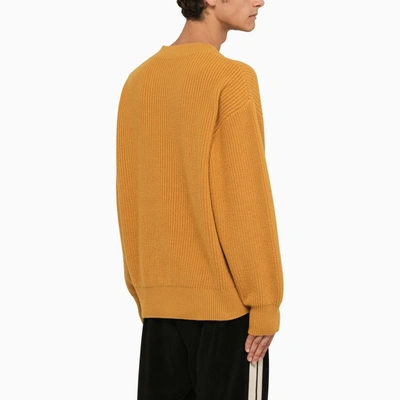 Shop Moncler Genius 8 Moncler Palm Angels Ribbed Ochre Crew Neck Sweater