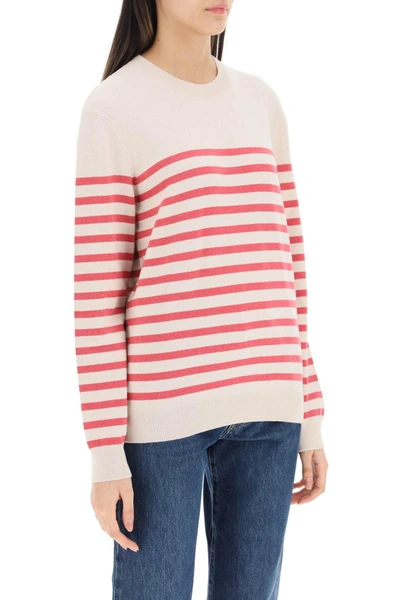 Shop Apc A.p.c. 'phoebe' Striped Cashmere And Cotton Sweater