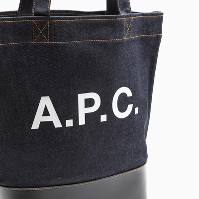 Shop Apc A.p.c. Axelle Tote Bag In Denim And Leather