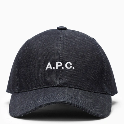 Shop Apc A.p.c. Denim Baseball Cap With White Logo