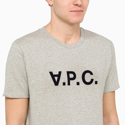 Shop Apc A.p.c. Logoed Grey Crewneck T Shirt