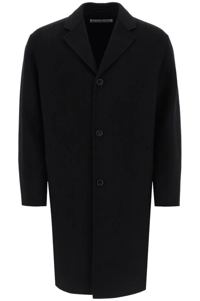 Shop Acne Studios Single Breasted Coat In Double Faced Wool