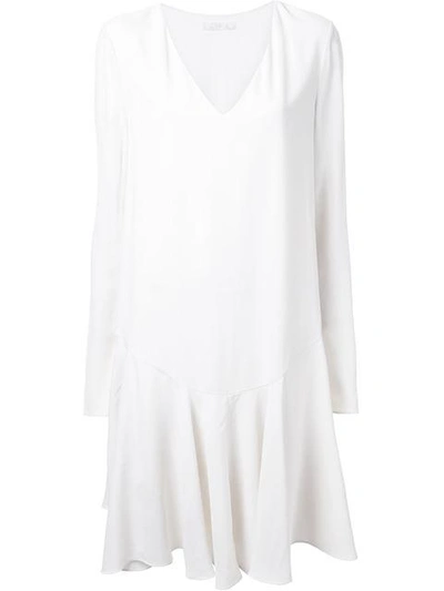 Shop Chloé Drop Waist Pleated Dress In White