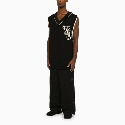 Shop Y-3 Adidas Y 3 Black Knitted Waistcoat With Logo