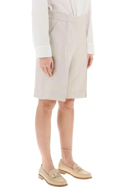 Shop Agnona Linen Twill Shorts