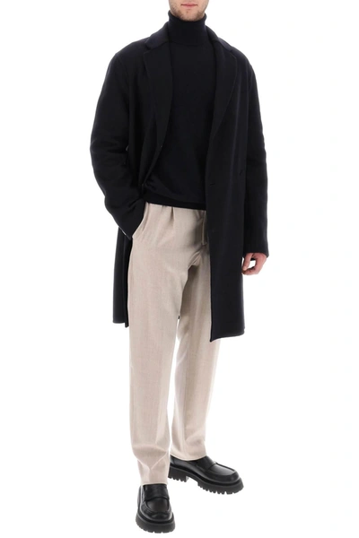 Shop Agnona Single Pleat Wool Silk Trousers