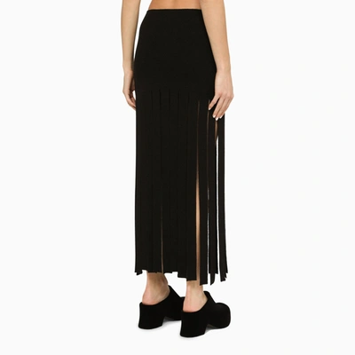 Shop Alanui Black Wool Skirt With Fringes