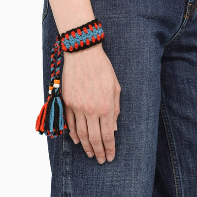 Shop Alanui Blue Wool Braided Bracelet