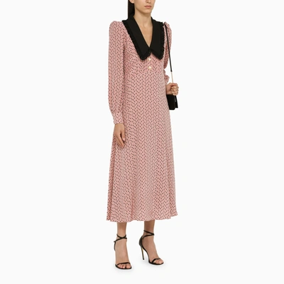 Shop Alessandra Rich Pink Midi Dress With Collar
