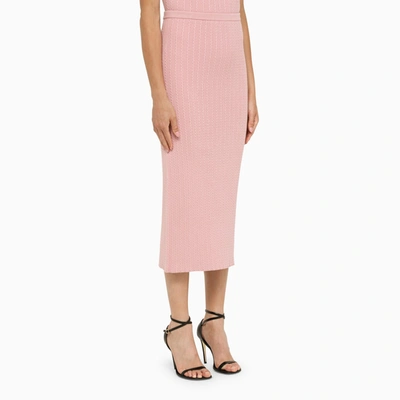 Shop Alessandra Rich Pink Jersey Pencil Skirt