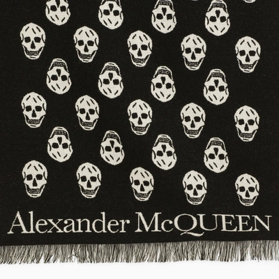 Shop Alexander Mcqueen Alexander Mc Queen Black/ivory Skull Scarf