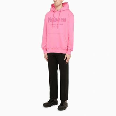 Shop Alexander Mcqueen Alexander Mc Queen Pink Hooded Sweatshirt With Logo