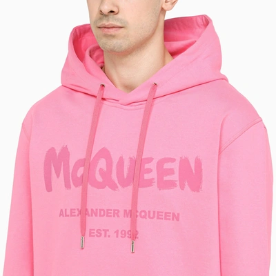 Shop Alexander Mcqueen Alexander Mc Queen Pink Hooded Sweatshirt With Logo