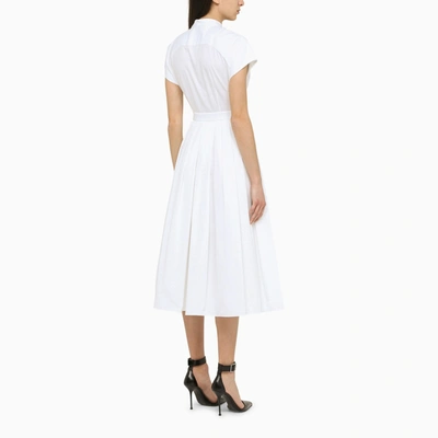 Shop Alexander Mcqueen Alexander Mc Queen White Cotton Midi Dress