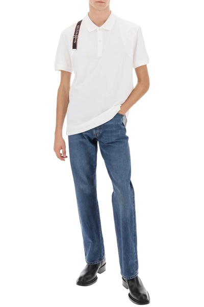 Shop Alexander Mcqueen Harness Polo Shirt In Piqué With Selvedge Logo