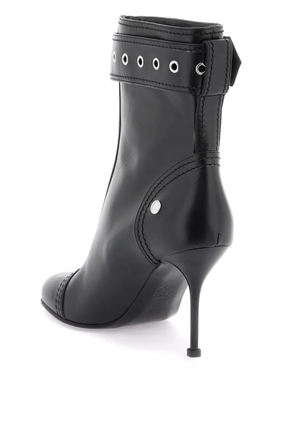 Shop Alexander Mcqueen Leather Ankle Boots With Buckle