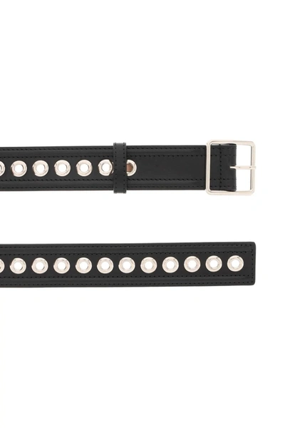 Shop Alexander Mcqueen Leather Belt With Eyelets