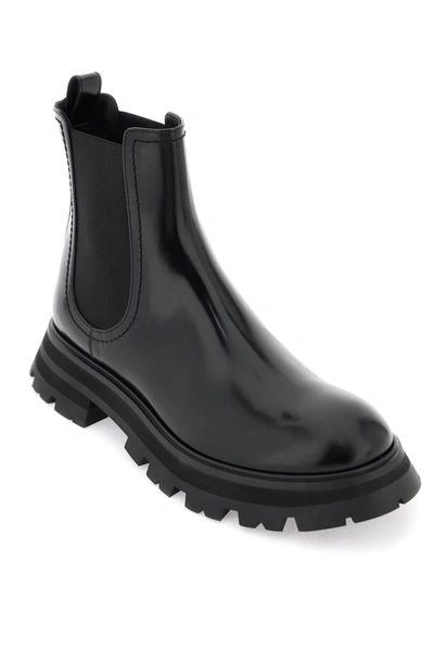 Shop Alexander Mcqueen Shiny Leather Chelsea Boots