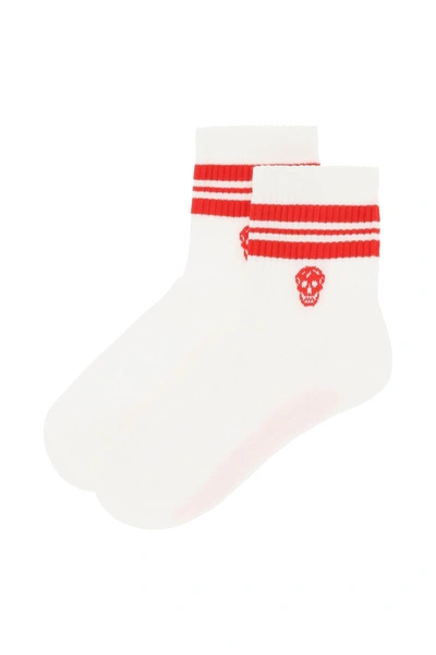 Shop Alexander Mcqueen Stripe Skull Sports Socks