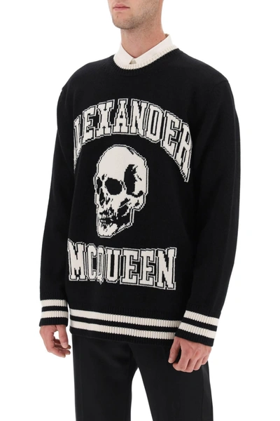 Shop Alexander Mcqueen Varsity Sweater With Skull Motif