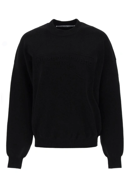 Shop Alexander Wang Crew Neck Sweater With Embossed Logo