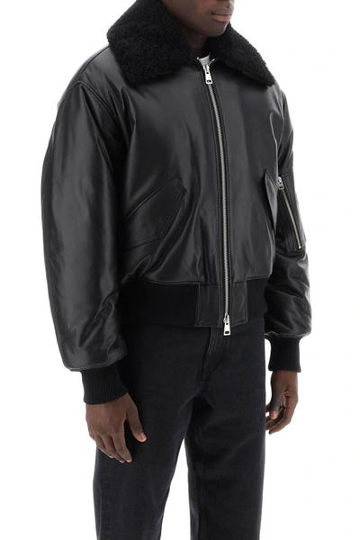 Shop Ami Alexandre Mattiussi Leather Bomber Jacket