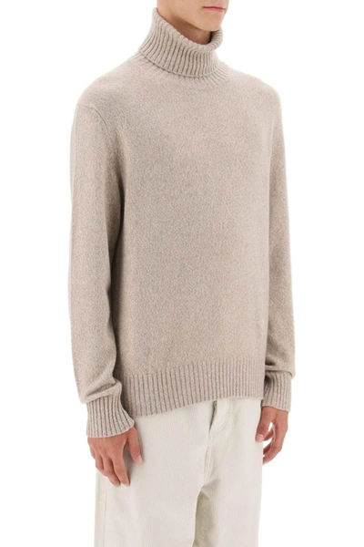 Shop Ami Alexandre Mattiussi Melange Effect Cashmere Turtleneck Sweater