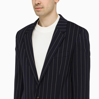 Shop Ami Alexandre Mattiussi Ami Paris Navy Pinstripe Jacket