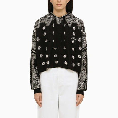 Shop Amiri Black Knitted Paisley Hoodie