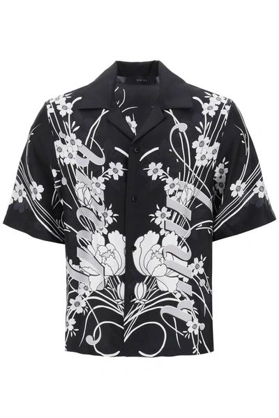 Shop Amiri Bowling Shirt With Floral Motif