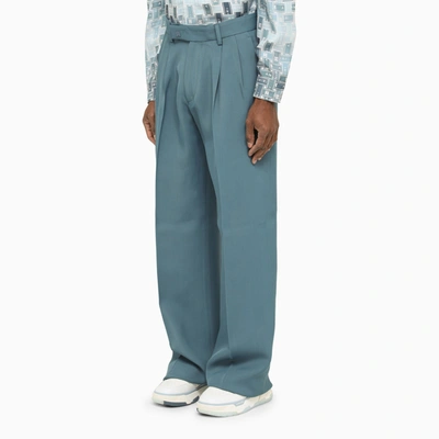 Shop Amiri Blue Viscose Trousers