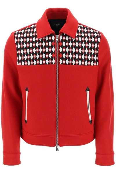 Shop Amiri Wool Blouson Jacket With Embroidered Yoke