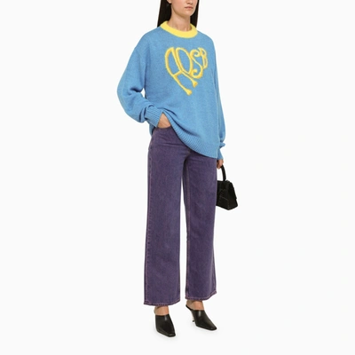 Shop Andersson Bell Blue/yellow Crew Neck Sweater