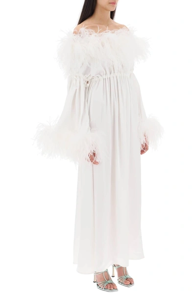 Shop Art Dealer 'bettina' Maxi Dress In Satin With Feathers