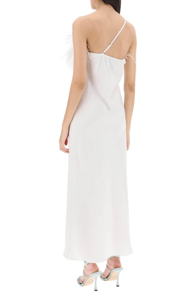 Shop Art Dealer 'ember' Maxi Dress In Satin With Feathers