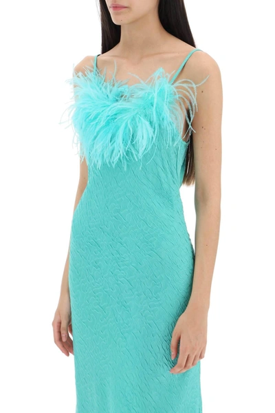 Shop Art Dealer 'ella' Maxi Slip Dress In Jacquard Satin With Feathers