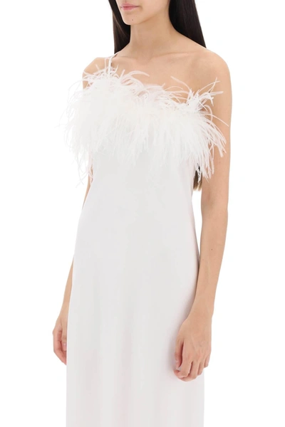 Shop Art Dealer 'ember' Maxi Dress In Satin With Feathers