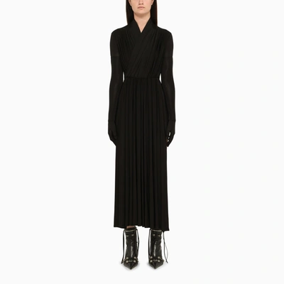 Shop Balenciaga Black Pleated Asymmetric Dress