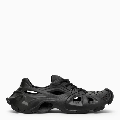 Shop Balenciaga Hd Lace Up Trainers In Black Rubber