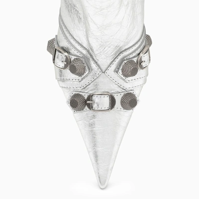 Shop Balenciaga Metallic Silver Leather Cagole Ankle Boot
