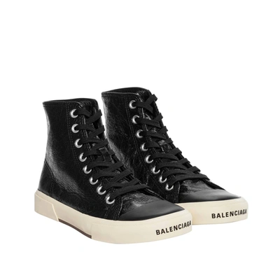 Shop Balenciaga Paris Leather Sneakers